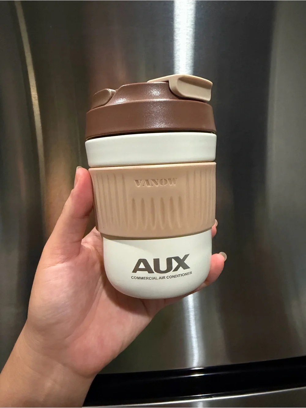 Compact Travel Mug - Cream & Brown